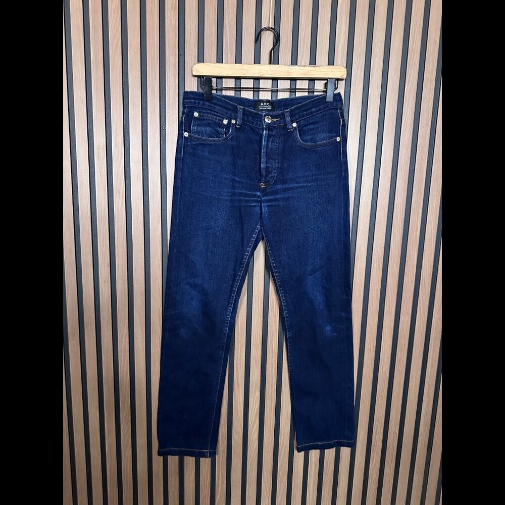 A.P.C. Jeans 28 Womens Blue Denim Dark Wash Straight Button Fly Mid Rise Cotton